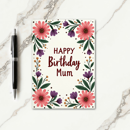 Floral Mums Birthday Card
