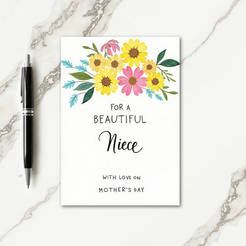 Floral Niece Mothers Day Design Card