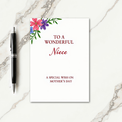 Floral Niece Mothers Day Wish Card