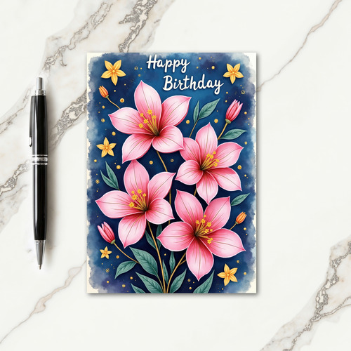 Floral Night Birthday Card