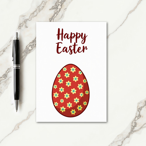 Floral Ovoid Happy Easter Card