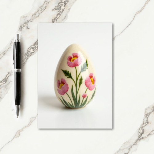 Floral Painted Egg Art Card