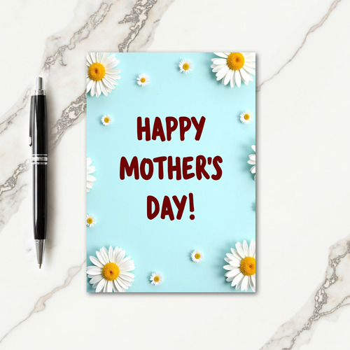 Floral Pale Blue Mom Day Card