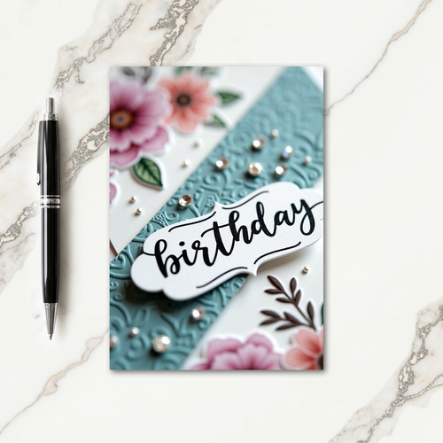 Floral Paper Art Birthday Card