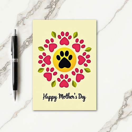 Floral Paw Mothers Day Best Card