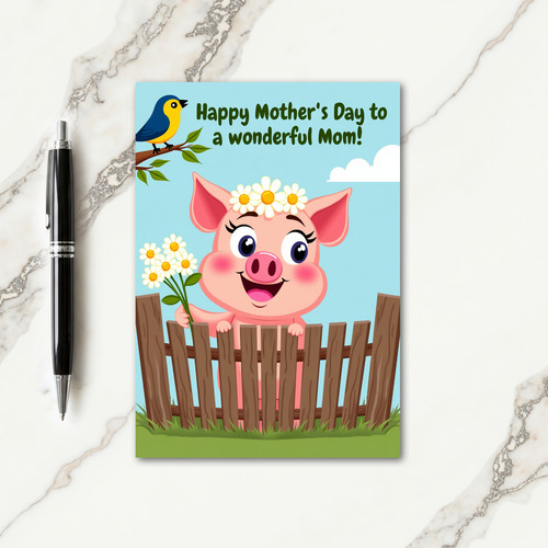 Floral Pig Mothers Day Card