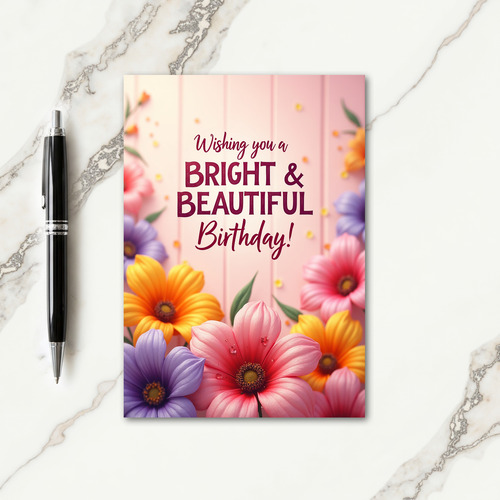 Floral Pink Bright Birthday Card