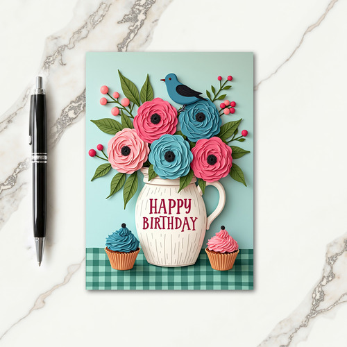 Floral Pitcher Birthday Card