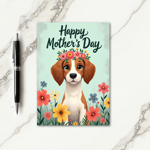 Floral Puppy Art Card