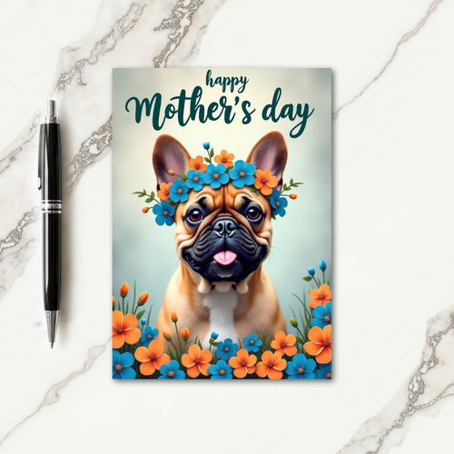 Floral Puppy Mothers Day Card
