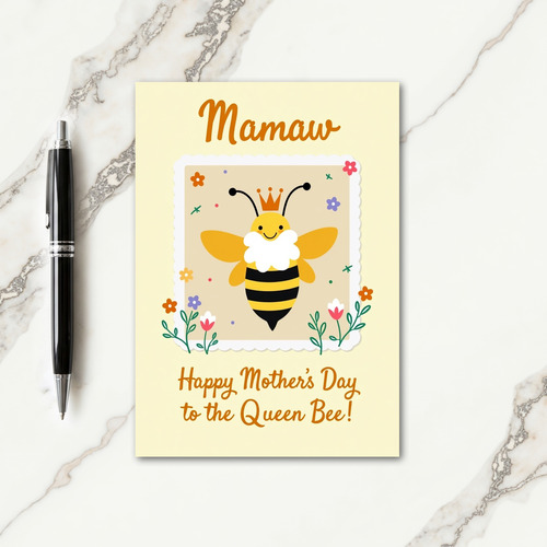 Floral Queen Bee Mothers Day Card