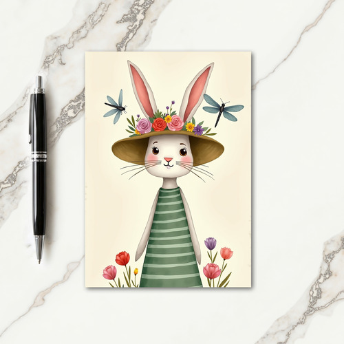 Floral Rabbit Friend Greeting Card