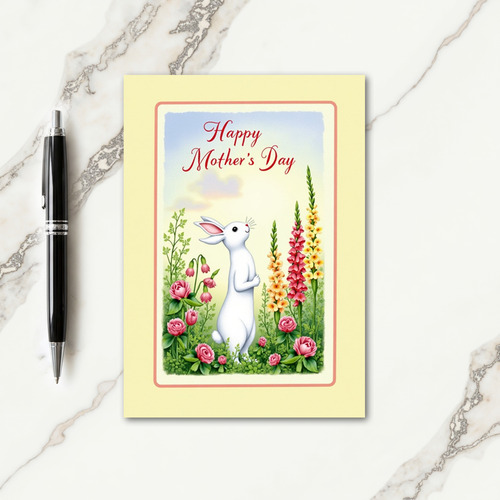 Floral Rabbit Mothers Day Card