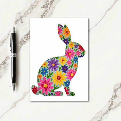 Floral Rabbit Silhouette Art Card