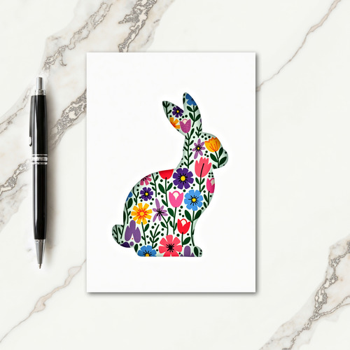 Floral Rabbit Spring Greeting Card
