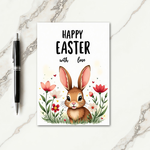Floral Rabbit Springtime Card