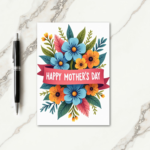 Floral Ribbon Banner Card