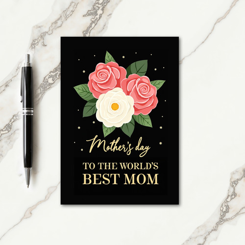 Floral Roses Black Backdrop Card