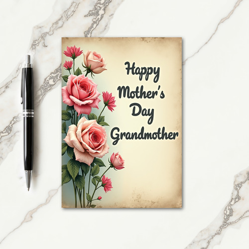 Floral Roses Vintage Style Card