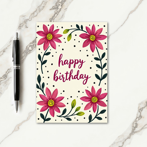 Floral Script Birthday Card