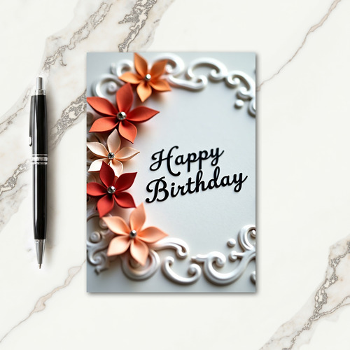 Floral Scrollwork Birthday Card