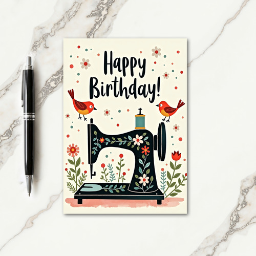 Floral Sewing Birthday Card