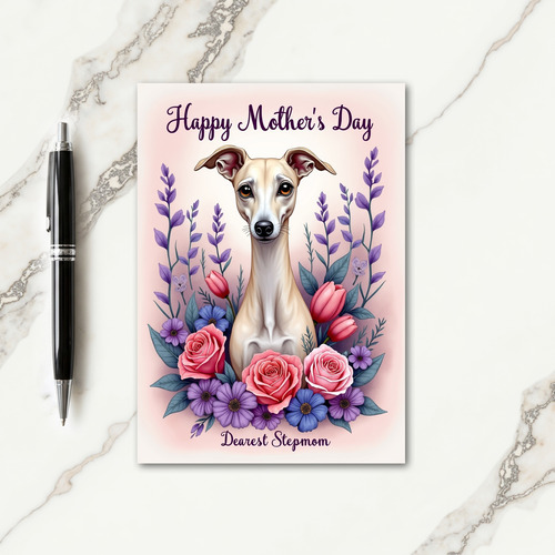 Floral Sighthound Mothers Day Card