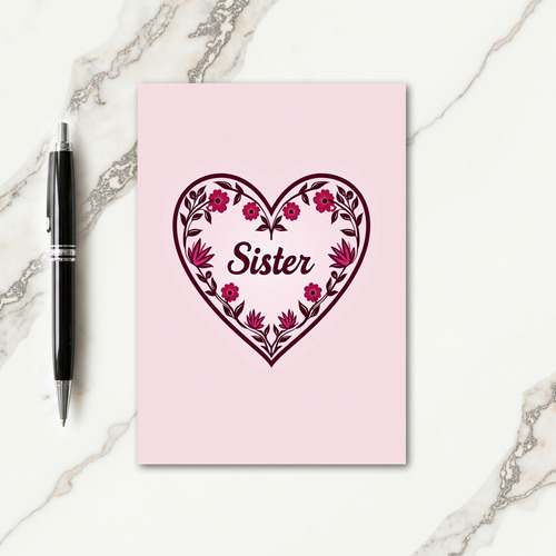 Floral Sisters Day Heart Card