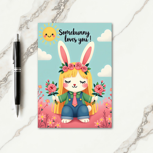Floral Somebunny Loves You Card