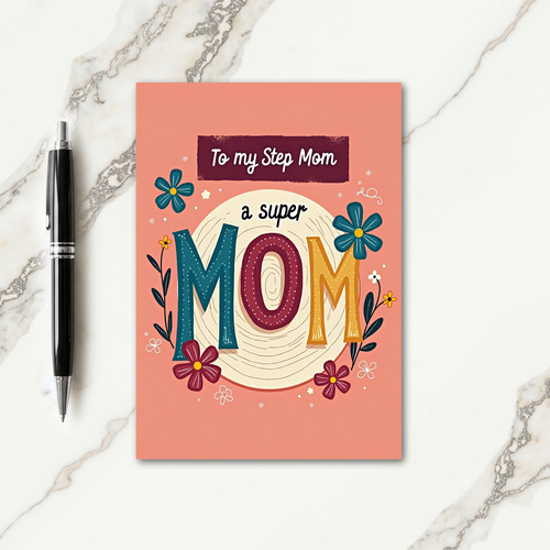 Floral Step Mom Day Card