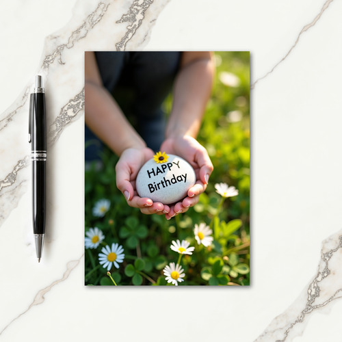 Floral Stone Birthday Card