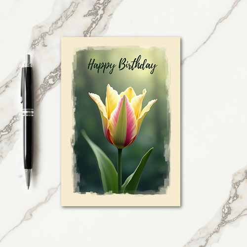 Floral Stripe Birthday Card