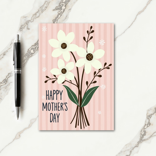 Floral Stripe Happy Mothers Day Card