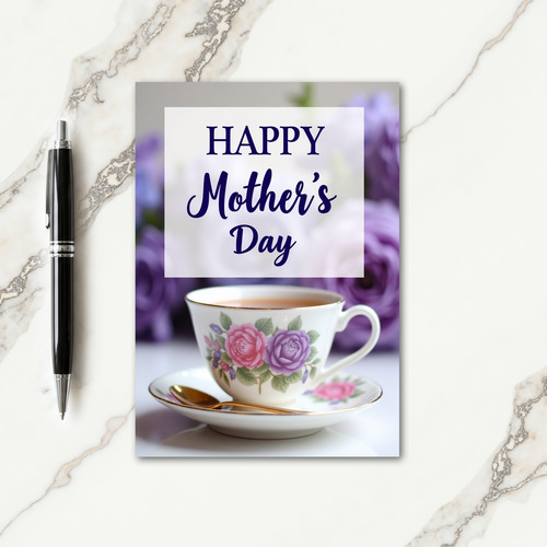 Floral Tea Cup Mothers Day Card