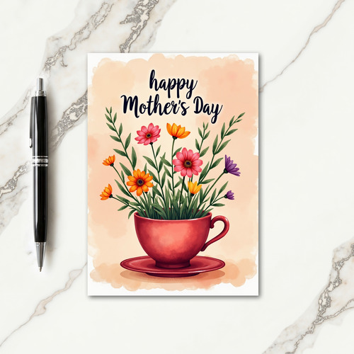 Floral Teacup Design Card