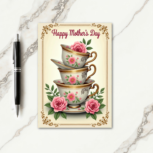 Floral Teacup Mothers Day Card
