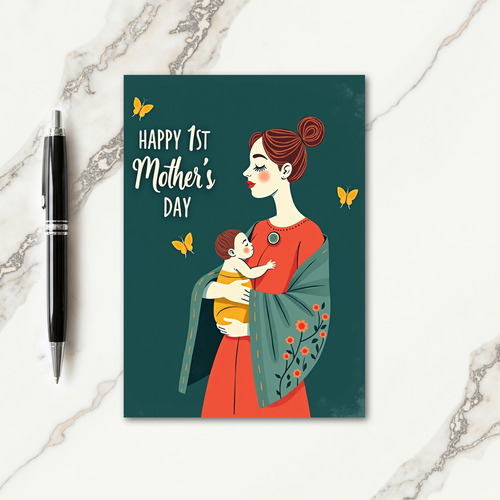 Floral Teal Motherhood Card