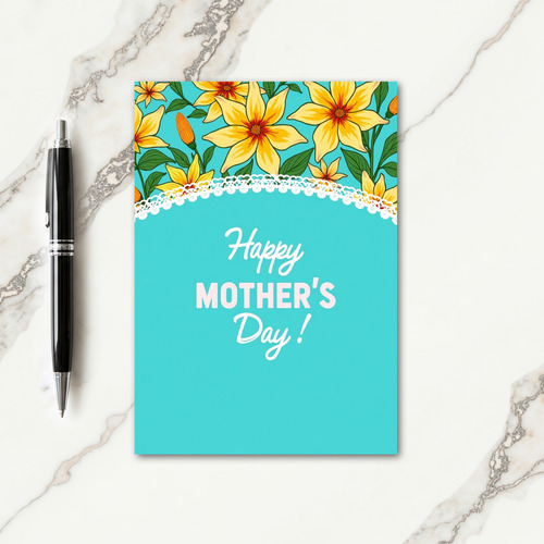Floral Teal Mothers Day Card
