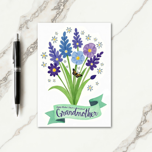 Floral Teal Ribbon Card