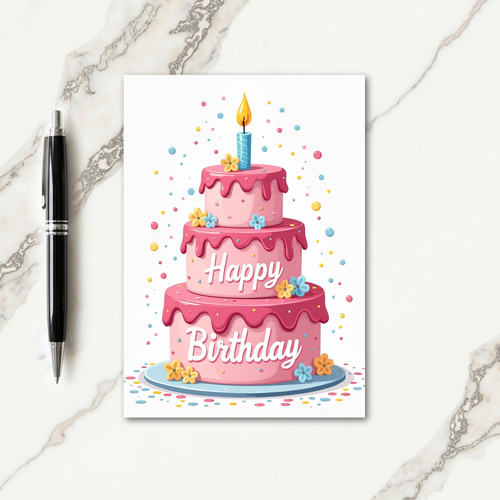 Floral Tiered Birthday Card