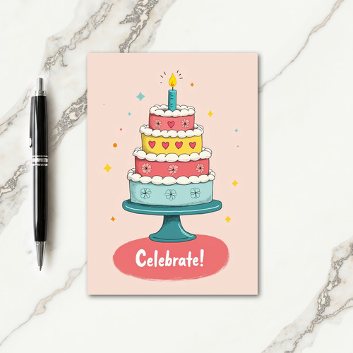 Floral Tiered Cake Card