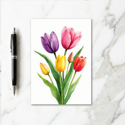 Floral Watercolor Blooms Card