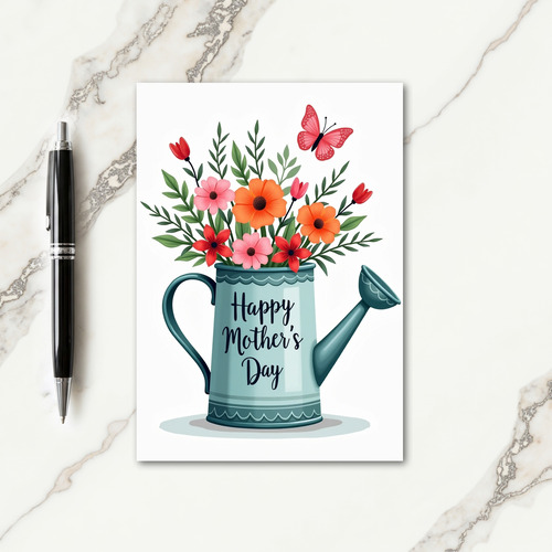 Floral Watering Can Mothers Day Card