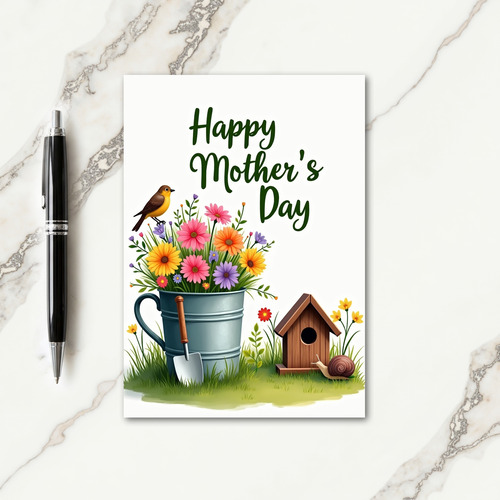 Floral Watering Can Scene Card