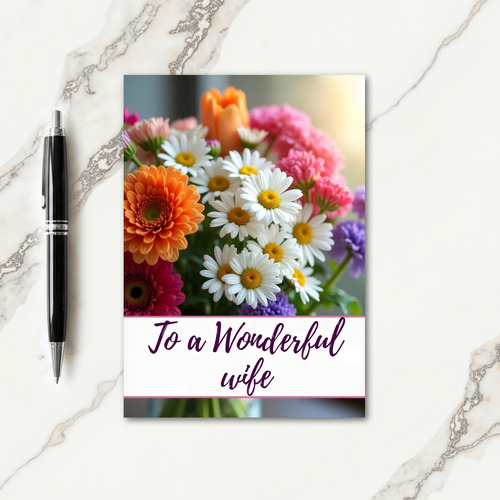 Floral Wonderful Wife Card