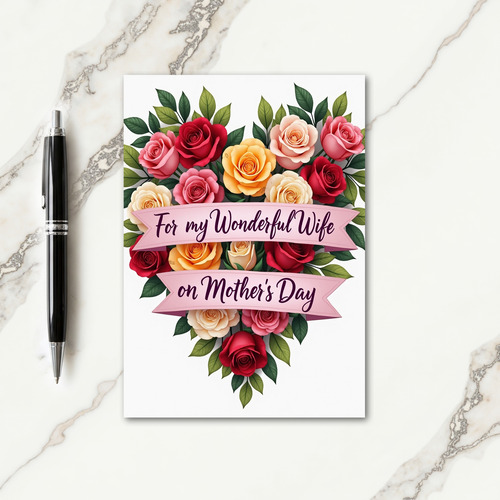 Floral Wonderful Wife Mothers Day Card