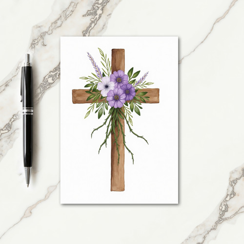 Floral Wooden Structure Card