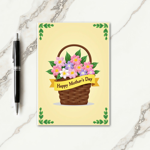Floral Woven Basket Mothers Card