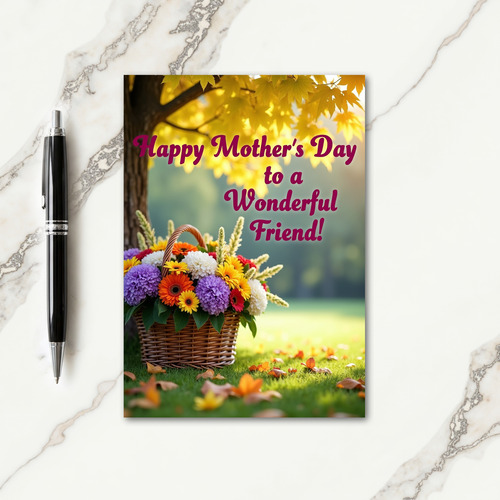 Floral Woven Basket Mothers Day Card