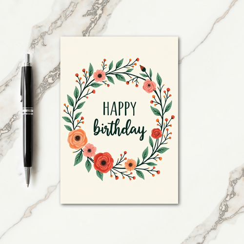Floral Wreath Birthday Card